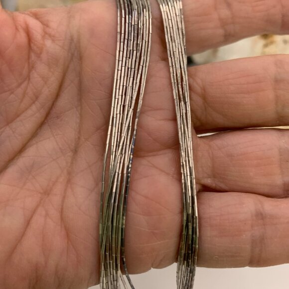 Liquid Silver Necklace 10 Strands 24" long Vintage MEXICO Sterling Silver J855 - Picture 4 of 8